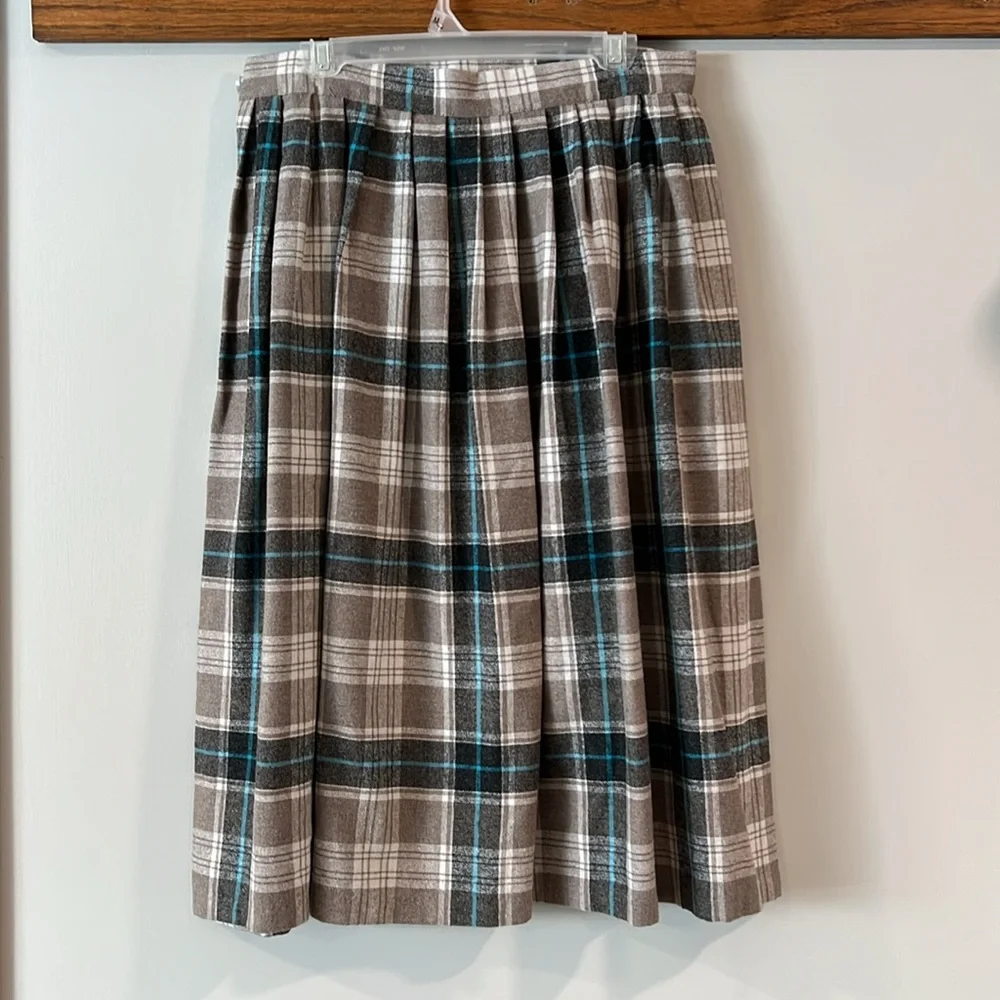 Vintage‎ - Blvd. East wool midi plaid skirt, 32